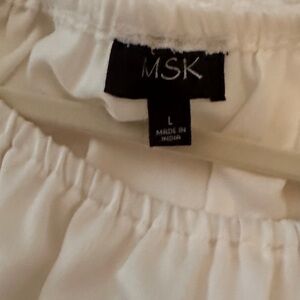 MSK cream colored satin like blouse L